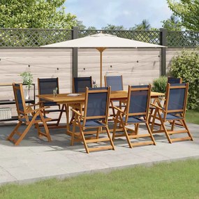 vidaXL 9 részes tömör akácfa és textilén kerti étkezőgarnitúra