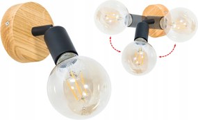 Plafon Mennyezeti Lámpa Tölgy Retro Ovális 10cm E27 Mozgatható Falra szerelhető