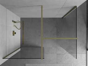 Mexen Kioto, 2 falas Walk-In zuhany paraván 160 x 90 cm, 8 mm átlátszó üveg, arany matt profil, 800-160-202-55-00-090