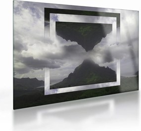 Kép - Hegyek Izlandon, geometrikus kollázs (üvegen) (70x50 cm)