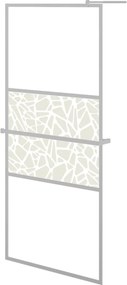 vidaXL króm ESG üveg és alumínium zuhanyfal polccal 80x195 cm