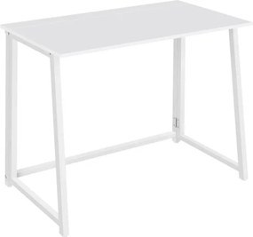 ZARIMO dolgozószoba szett, asztal 80x40 cm, fehér + AVOLA szék ökobőrből, szürke-fehér