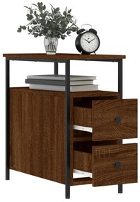 2 db barna tölgyszínű szerelt fa éjjeliszekrény 30x60x60 cm