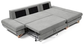 Ággyá nyitható kárpitozott L-alakú sarokülőgarnitúra AVESTA jobb oldali szürke