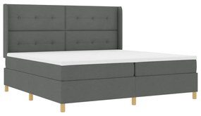 Boxspring Ágy Mattal és LED Fényekkel Sötétszürke 200x200 cm Szövet
