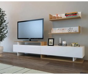 TV szekrény Ayaz - White, Teak