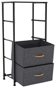 PALMERA szekrény szövet fiókokkal, fekete