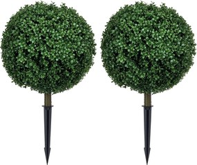 HOMCOM 2 darabos Nagy Mesterséges Málna Habfa 70 cm UV Védelemmel, Élethű Mesterséges Növények Talajverőkkel a Nappaliba, Hálószobába, Irodába, Kertbe