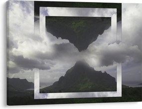Kép - Hegyek Izlandon, geometrikus kollázs (70x50 cm)
