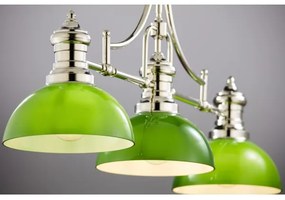 Jupiter 2072 - PLATINO rúdon szerelt csillár 3xE27/15W/230V zöld/fényes króm