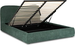 Ágy 160x200 cm méretben, ágyneműtartóval, zöld színben, bouclé kárpittal BRISTOL