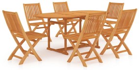 vidaXL 7 részes tömör tíkfa kerti étkezőgarnitúra