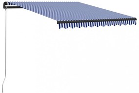 kék és fehér kézzel kihúzható napellenző 350 x 250 cm