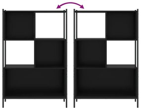 fekete szerelt fa könyvszekrény 72x28x109 cm