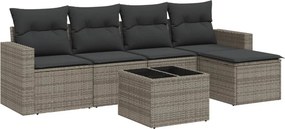 vidaXL 6 részes szürke polyrattan kerti ülőgarnitúra párnákkal