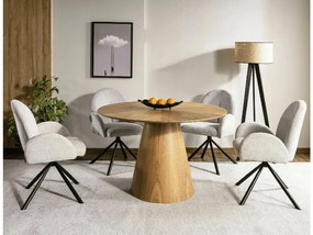 Kerek étkezőasztal ANGEL 120x120 cm, tölgy dekorral