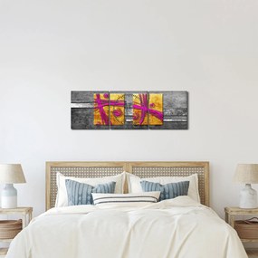 Fekete alapon színes négyzetek képe (órával) (90x30 cm)