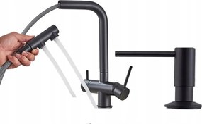 Háromutas csaptelep fekete kihúzható kifolyócső Ww