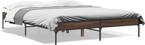 vidaXL barna tölgyszínű szerelt fa és fém ágykeret 150 x 200 cm