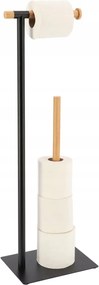 Wc-papír Tartó Állvány Fém Bambusz Fekete