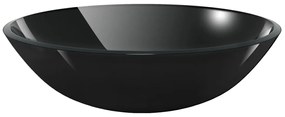 vidaXL 42 cm-es edzett üveg mosdókagyló fekete