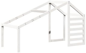 fehér tömör fenyőfa ágy emelettel és tetővel 90 x 190 cm