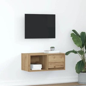 kézműves tölgy színű szerelt fa TV-szekrény 60x31x25,5 cm