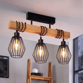 Eglo 780168 - Felületre szerelhető csillár TABODI 3xE27/40W/230V fenyő/fekete