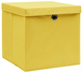 4 db sárga szövet tárolódoboz fedéllel 32 x 32 x 32 cm