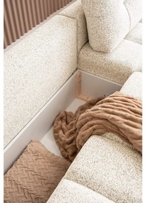 Krémszínű kinyitható tárolóhelyes moduláris sarokkanapé (jobb oldali) Lulu – Miuform