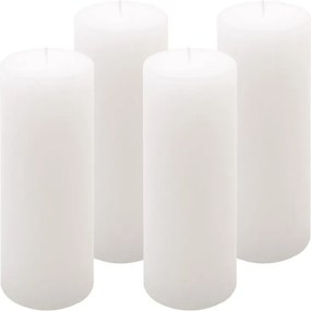 Rusztikus gyertya készlet  20 cm Ø 7,5 cm 4 db fehér