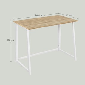 Összecsukható íróasztal ZARIMO 80×40 cm, fehér/sonoma tölgy
