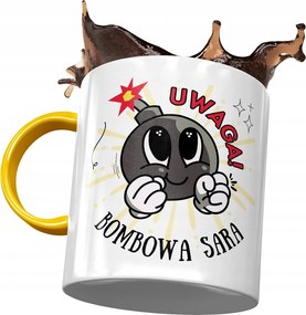 Sárga Bögre Sarah Feleség Barátnő Ajándék Nyomtatott Fotóval