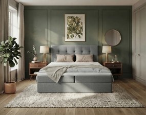Kárpitozott boxspring ágy DIRELIS TRINITY 140x200 cm szürke Matrac: Bonell rugós matrac