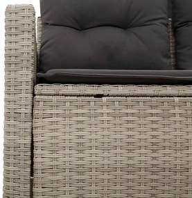 2 személyes világosszürke polyrattan kerti kanapé párnával