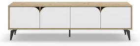 Fehér-natúr színű TV-állvány tölgyfa dekorral 180x51 cm Nola – Marckeric