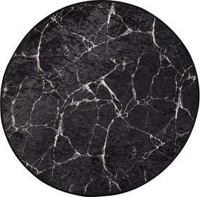 Fekete fürdőszobai kilépő ø 100 cm Marble – Foutastic