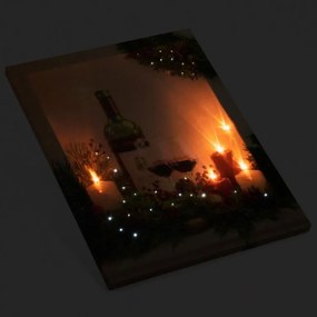 Falikép Gyertya borral  5 LED 30 x 40 cm