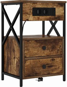 vidaXL Éjjeliszekrény fiókkal Füstölt tölgy 40 x 31 x 60 cm Faanyag