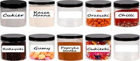 Műanyag Fűszertartó Snack Befőttes Üveg 300ML 10 Db Matricák