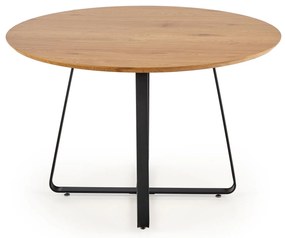 AKCIÓ Fekete étkezőasztal tölgyfa asztallappal NOCTURNE 120x120 II. osztály