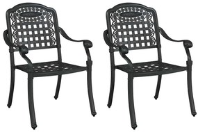 vidaXL Kerti Szék 2 pcs Fekete 55 x 56,5 x 91cm Alumínium