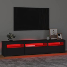fekete TV-szekrény LED-világítással 195x35x40 cm