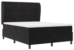 Boxspring Ágy Matrac Vele Fekete 140x200 cm Bársonyos