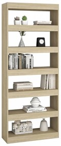 Sonoma-tölgy forgácslap könyvszekrény/térelválasztó 80x30x198cm