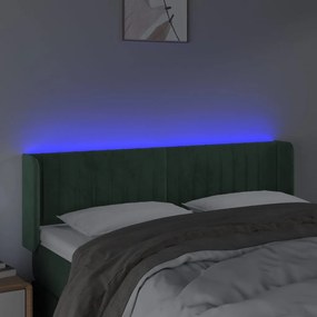 sötétzöld bársony LED-es fejtámla 147 x 16 x 78/88 cm