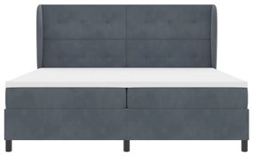 Boxspring Ágy Matrac Köd Szürke 200x200 cm Bársony