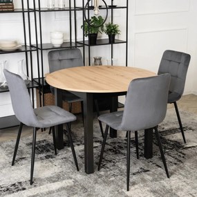 Bővíthető Étkezőasztal Kézműves Riviéra Tölgy/Fekete Színben. HARRY 102-142 cm