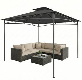 Outsunny 3 x 3 m vízálló kerti pavilon — dupla tető, kihúzható felsőrész, UPF 50+, porfestett fém | Aosom