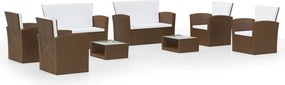 vidaXL 8 részes barna polyrattan kerti bútorszett párnákkal